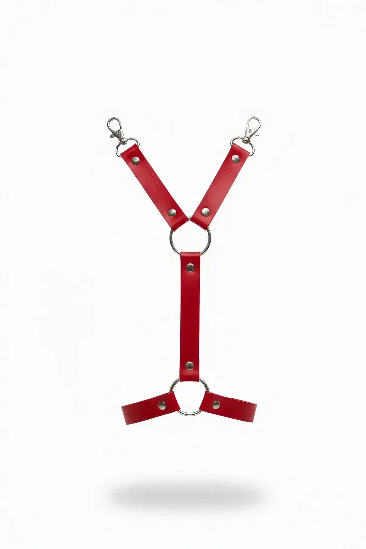 Red Garter Harness Leather Metal Ring Body Accessory - APFT962