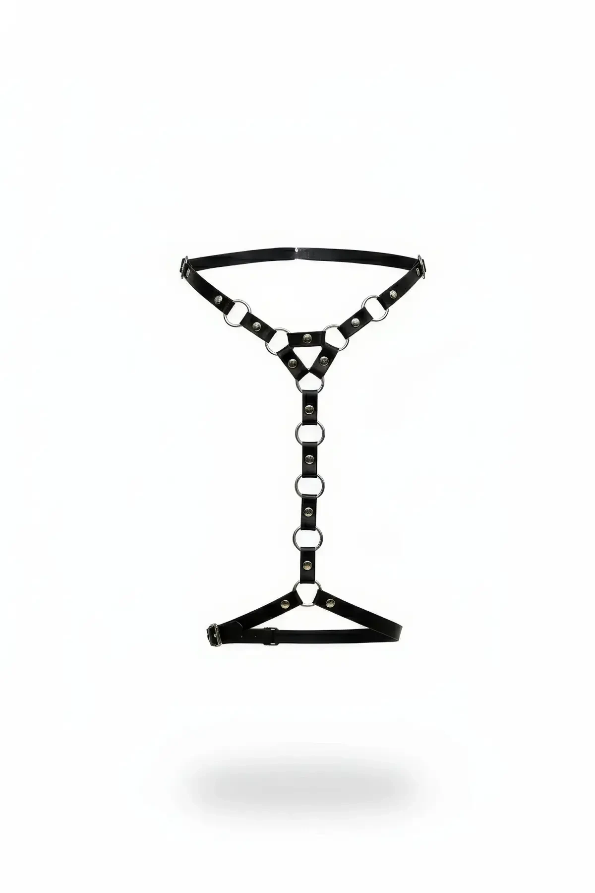 Black Garter Harness Leather Metal Ring Body Accessory - APFT973