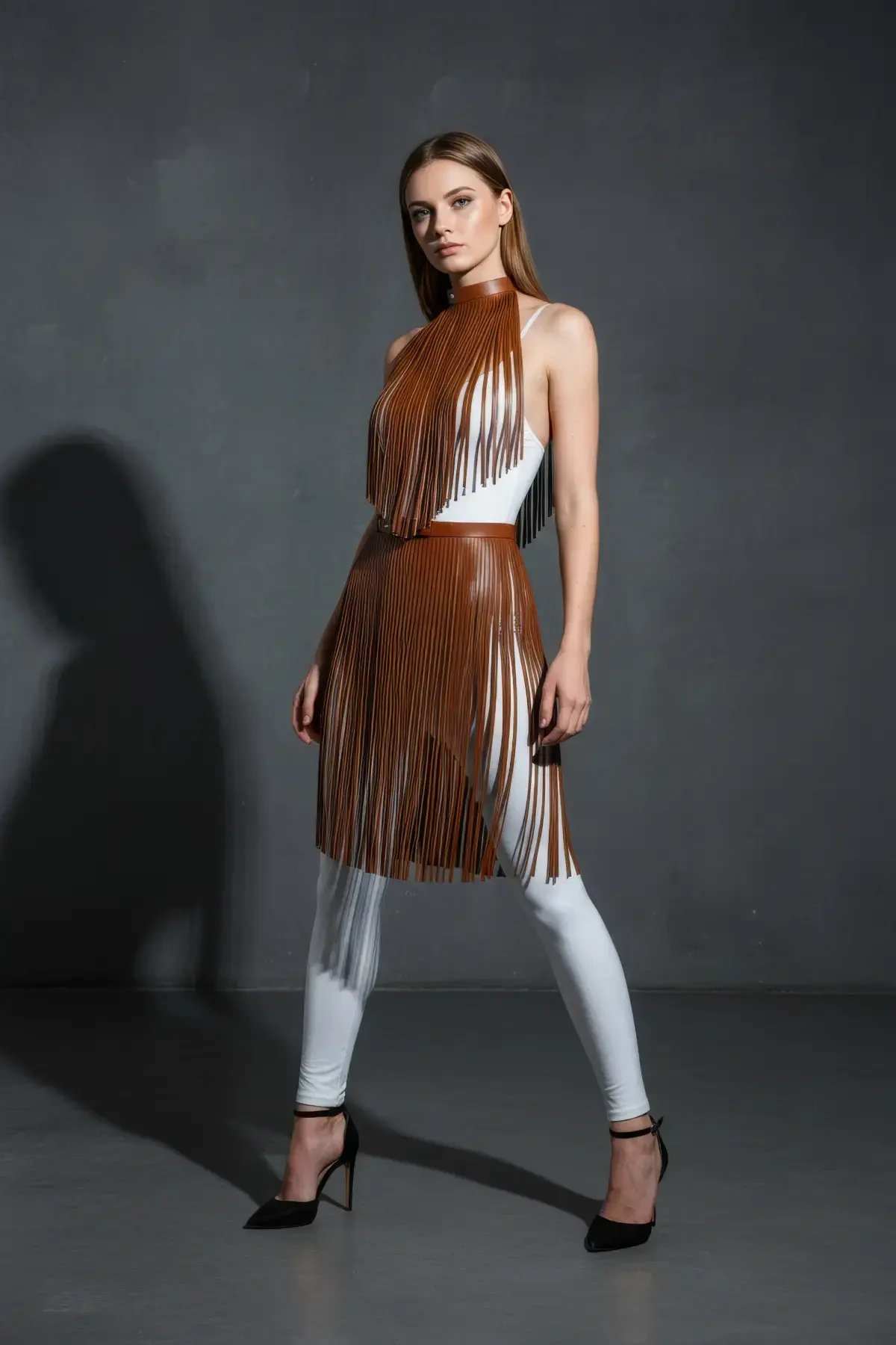 Brown Skirt Tassel Detailed Skirt High Waist Skirt - APFT997