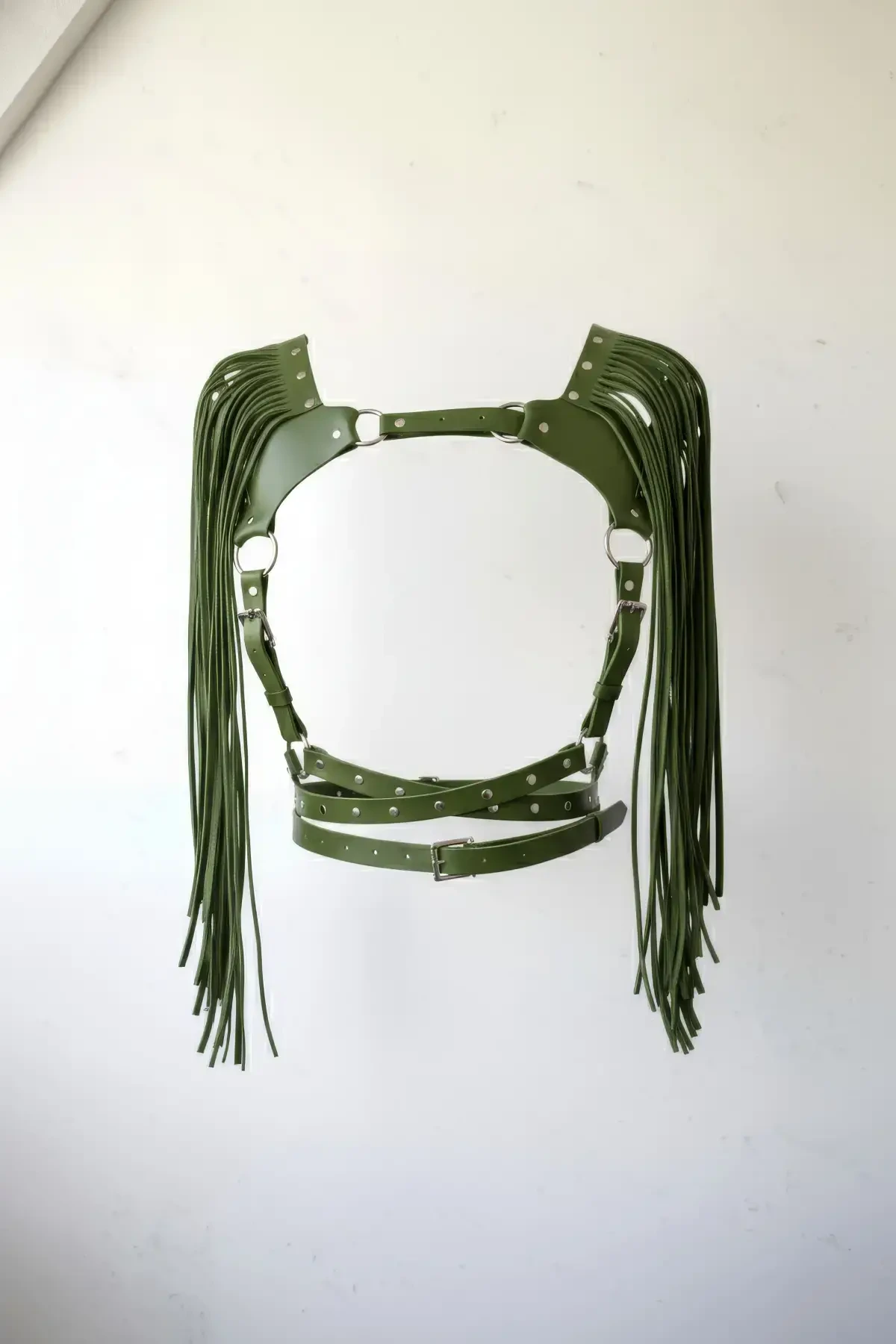 Khaki Chest Harness Tassel Detailed Belt Accessory - APFT999