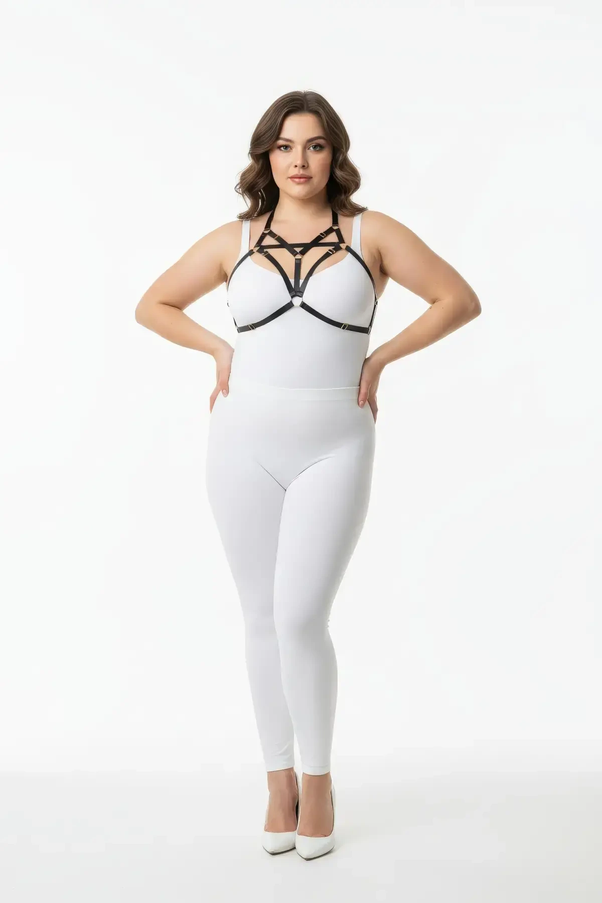 Plus Size Black Women's Harness Special Design Rubber Accessory - APFT352