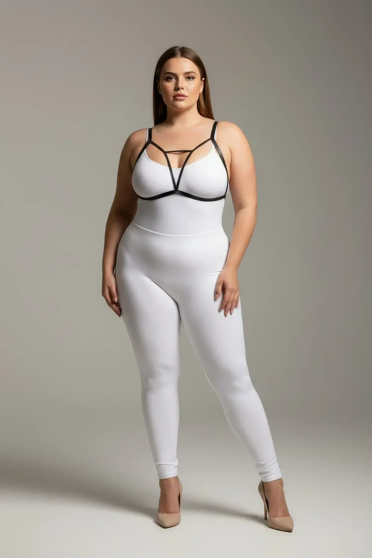 Plus Size Black Women's Rubber Harness Adjustable Fancy Accessory - APFT104