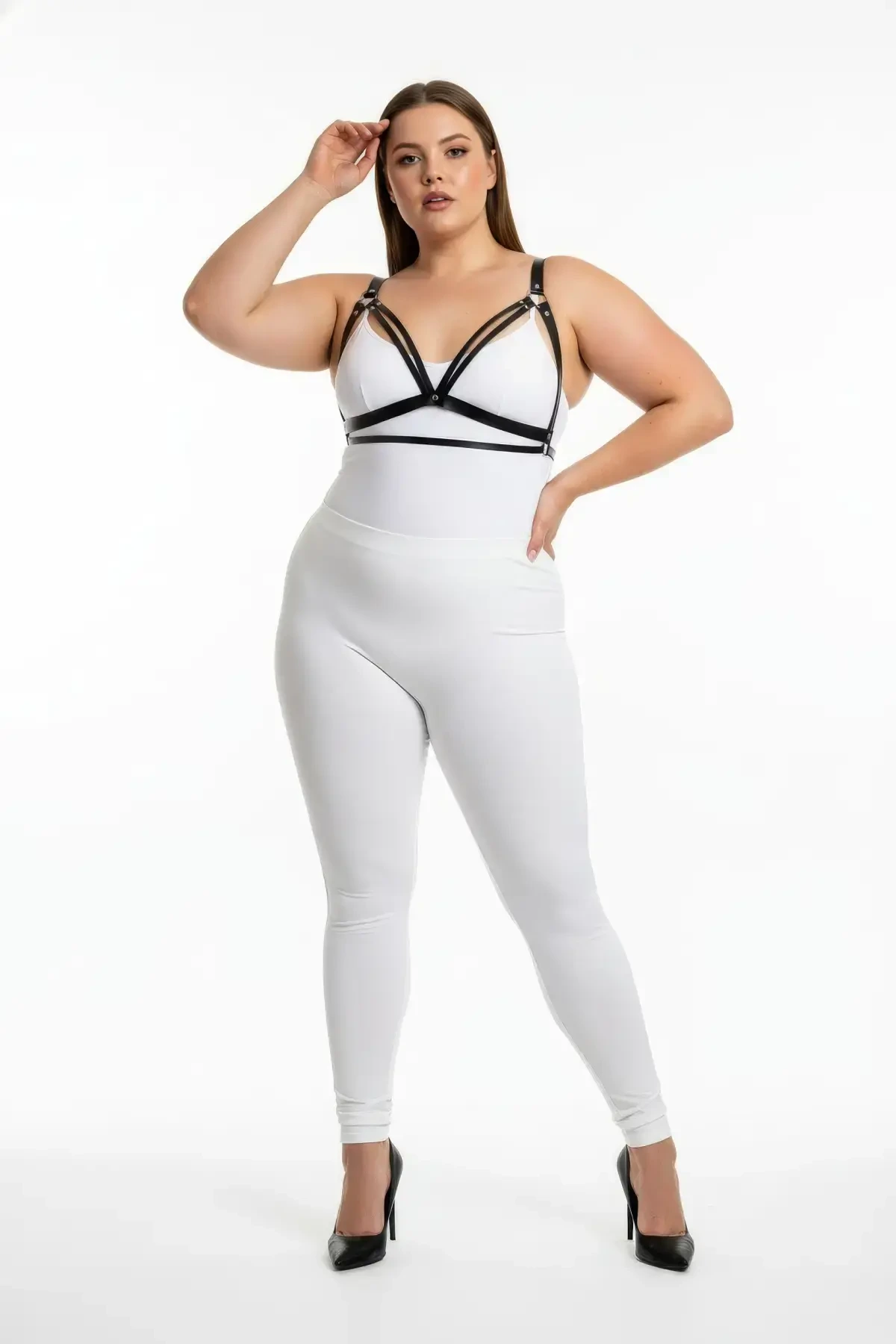 Plus Size Black Women's Harness Bustier Style Stylish Accessory - APFT238