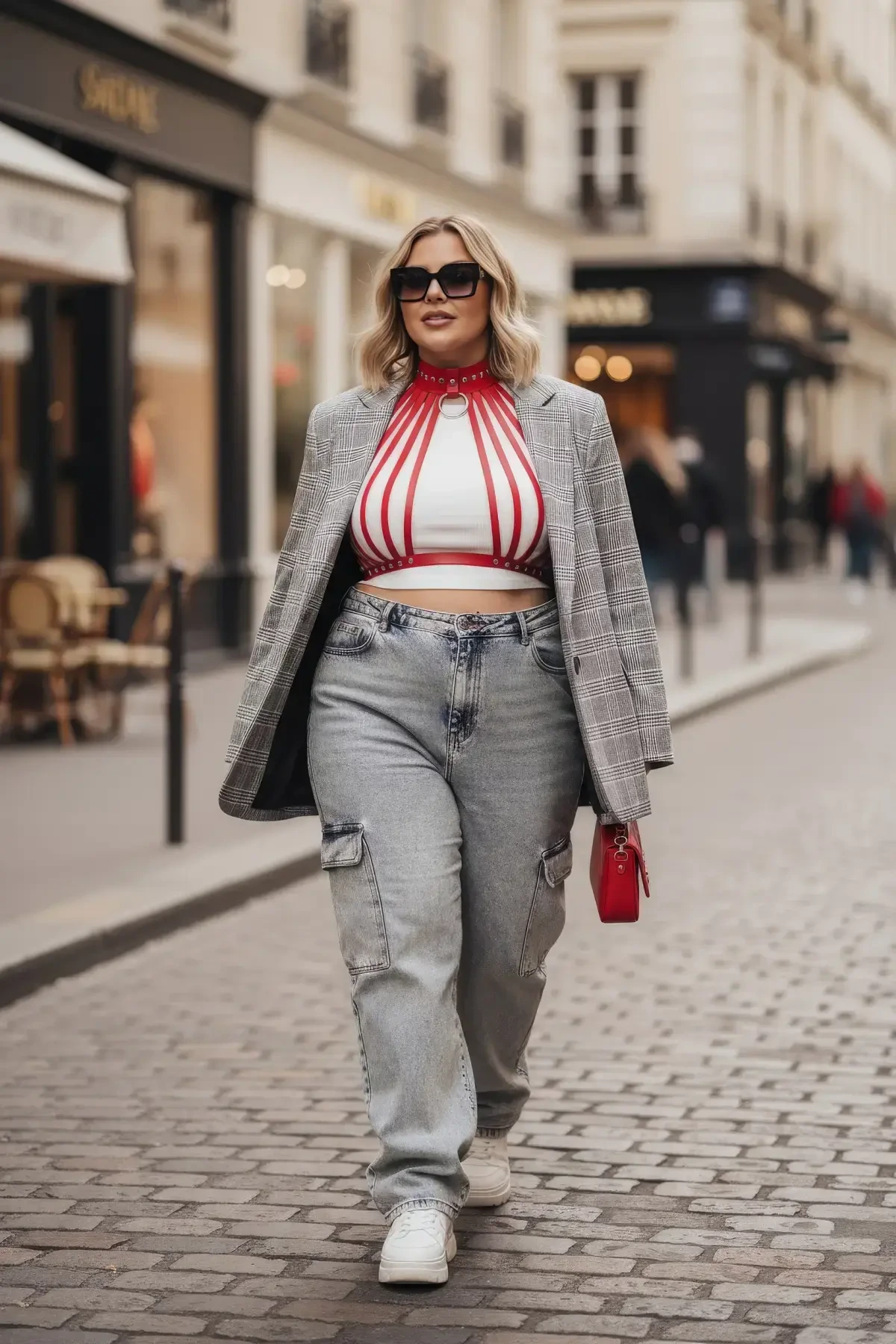 Plus Size Red Women's Belt Corset Style with Metal Detail - APFT551