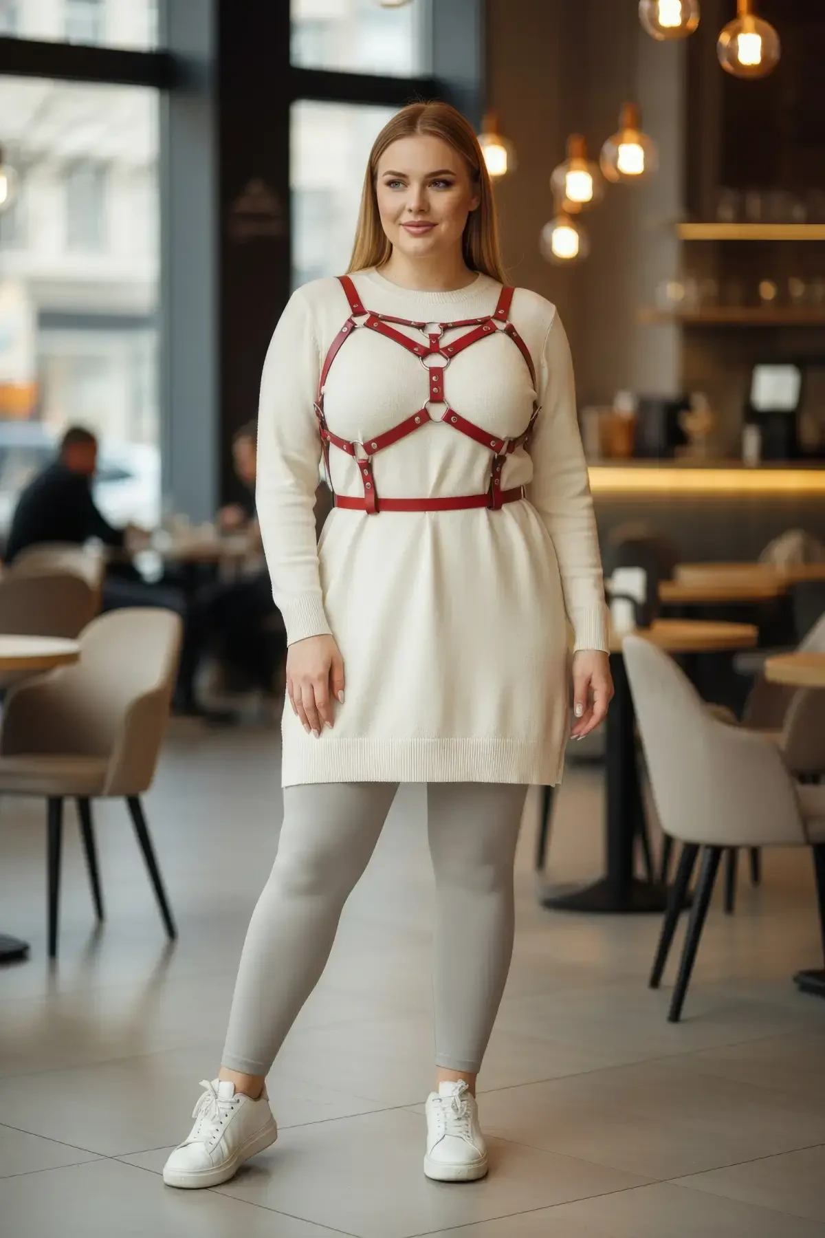 Plus Size Red Women's Belt Harness Special Design Body Accessory - APFT580