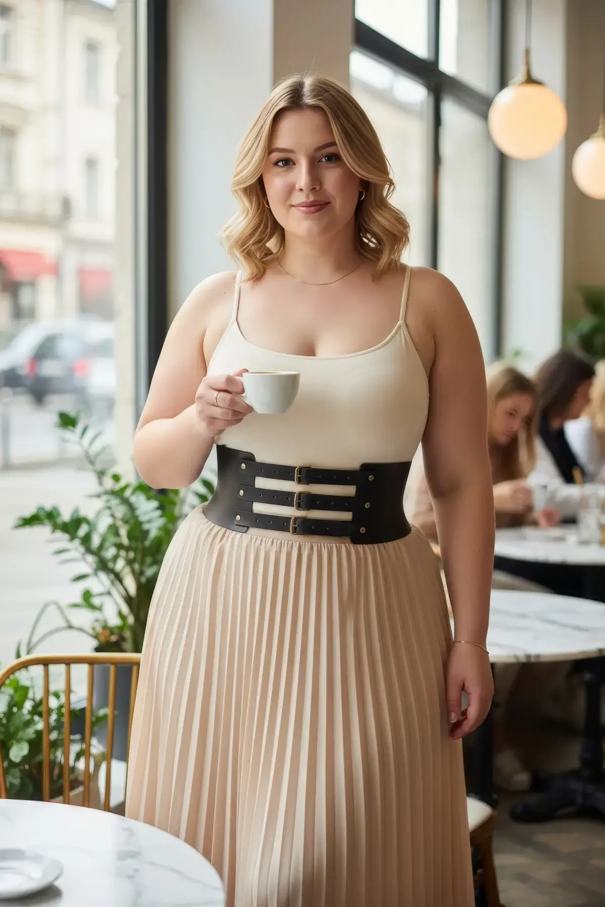 Plus Size Black Women's Corset Belt with Three Buckles Wide Waist Shaper - APFT624