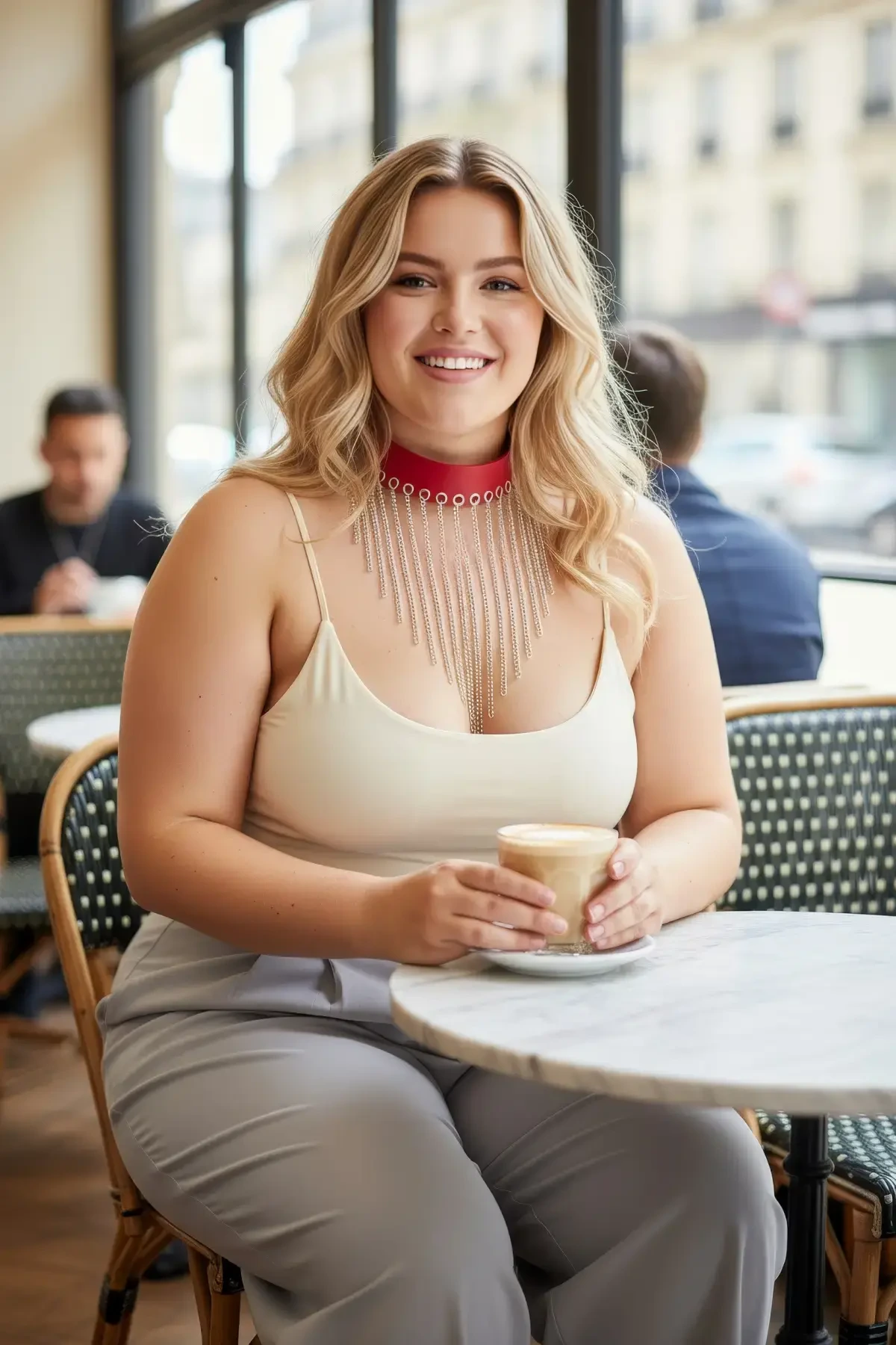 Large Size Red Women's Leather Belt Chain Tassel Detailed Stylish Accessory - APFT629