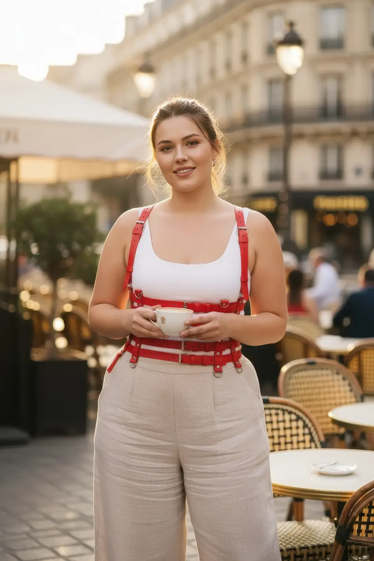 Plus Size Red Women's Belt, Leather Body Belt with Multiple Straps - APFT630