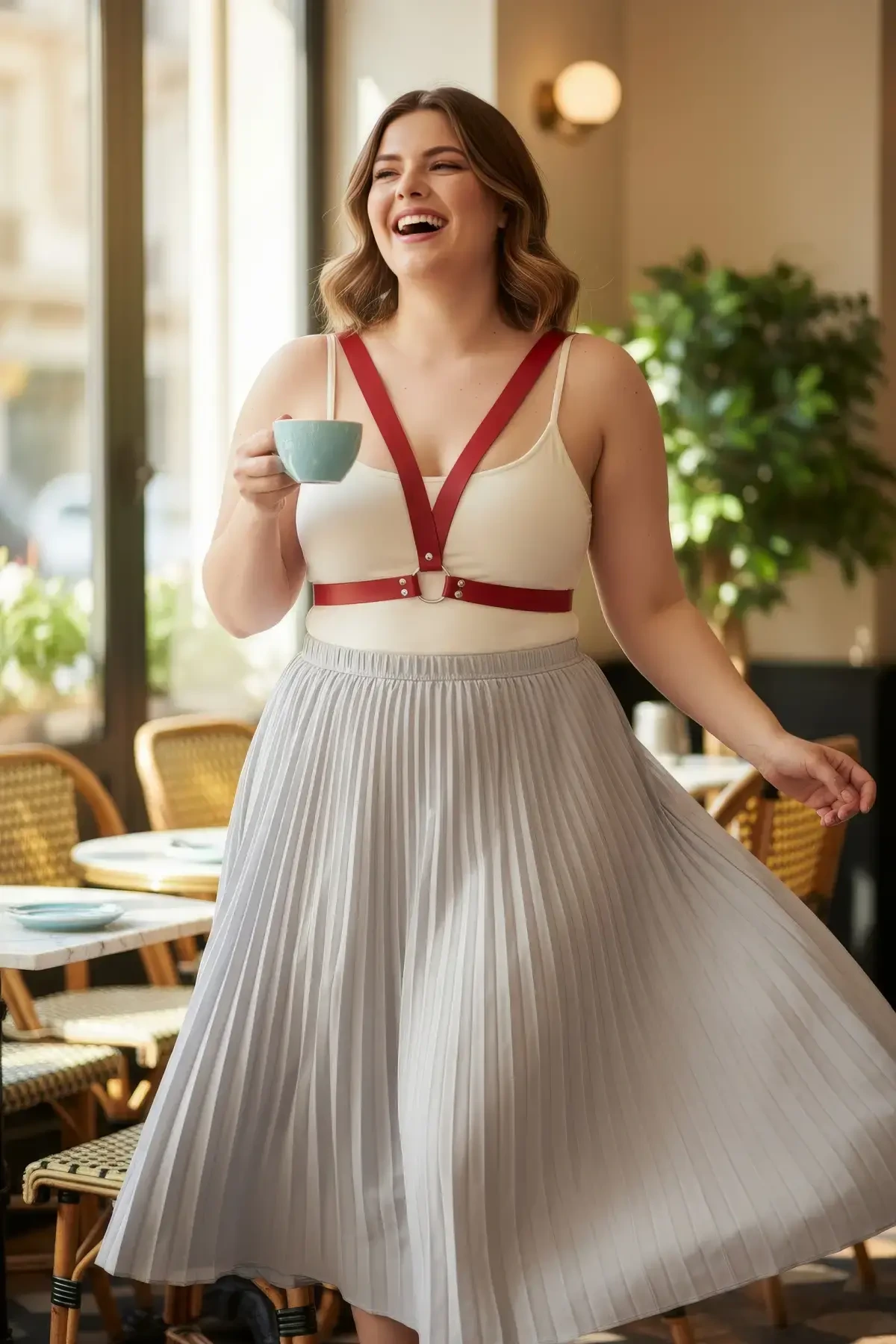 Large Size Red Women's Leather Body Belt Complementing the Aesthetic Combination - APFT633