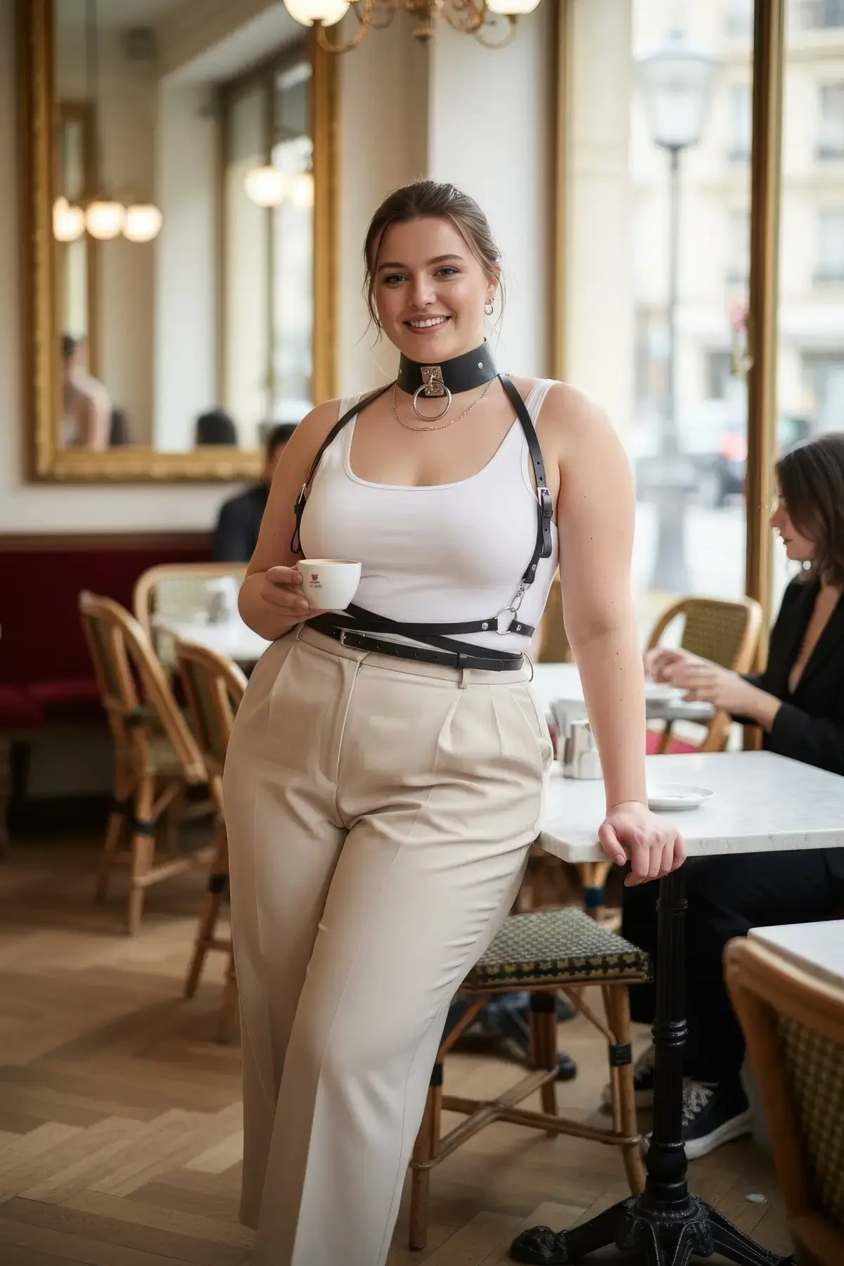 Plus Size Black Women's Belt Leather Harness Body Accessory - APFT644