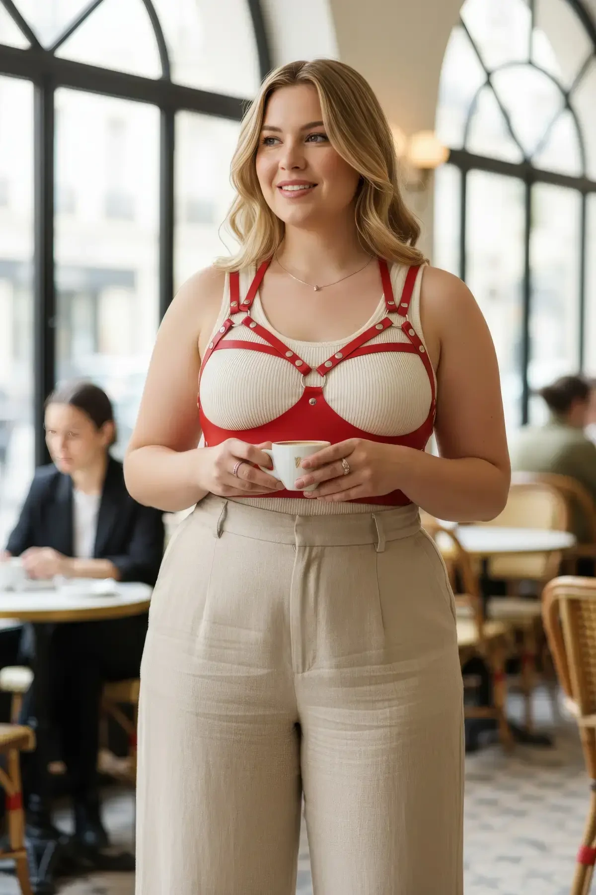 Plus Size Red Women's Belt Stylish Leather Body Accessory - APFT872