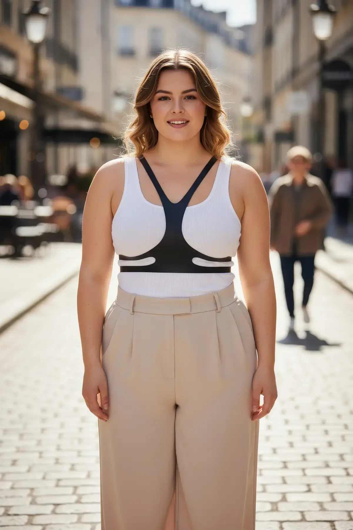 Plus Size Black Women's Belt Harness Style Leather Body Accessory - APFT1374