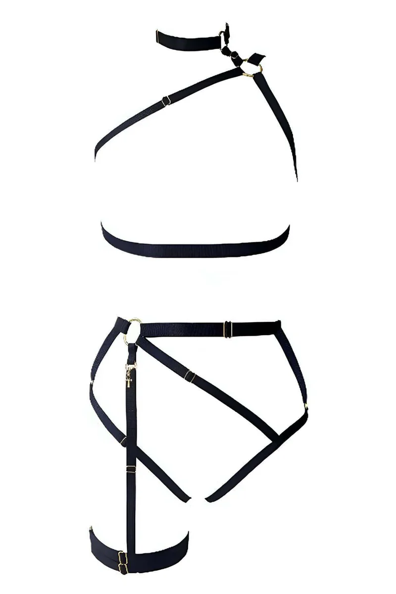 Faux Leather Body Harness Lingerie