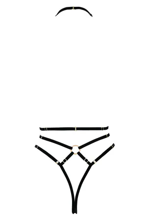 Siyah Elastik Body Harness Kadın Ayarlanabilir Bantlar