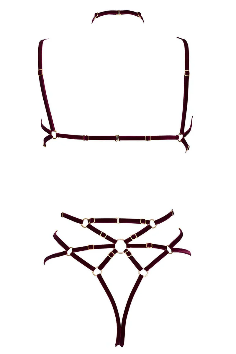Lüks Kadife Harness Lingerie