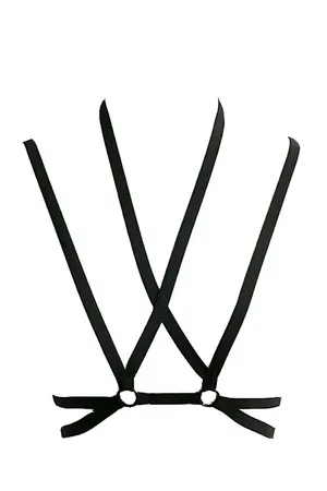 Black Strappy Chest Harness Minimalist O-Ring Vegan Leather