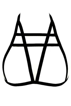 Black geometric faux leather body harness with adjustable straps