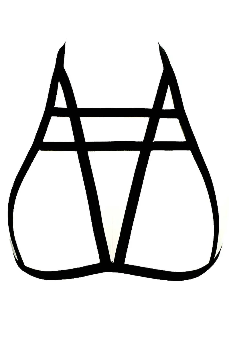 Strappy harness black body harness geometric design with straps