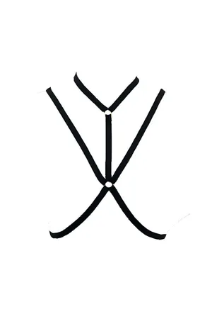 Black minimalist strappy O-ring neck harness