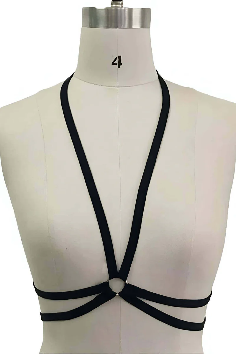 Adjustable O-Ring Chest Harness Black Side View