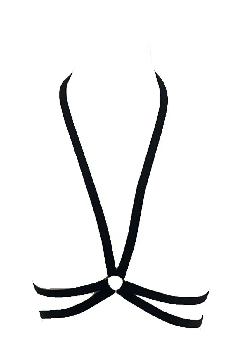 Close-up of O-Ring Detail on Black Chest Harness