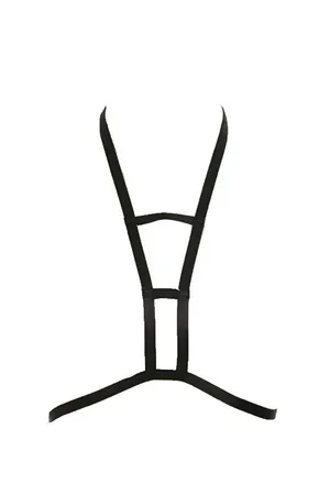 Black Faux Leather Strappy Plunge Chest Harness