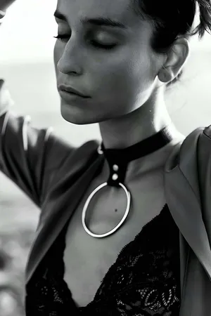 Faux Leather Choker Necklace Black Large O-Ring Detail