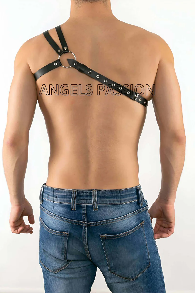 Black Asymmetric Chest Harness Fashion Accessory