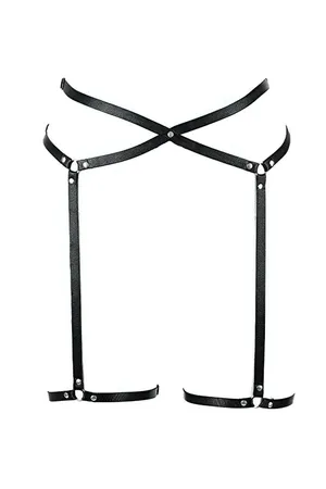 Black Faux Leather Strappy Garter Harness