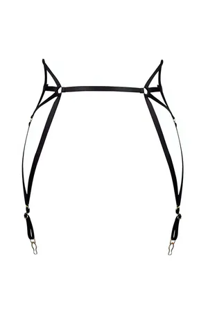 Black Faux Leather Cat Ear Thigh Garter Harness Adjustable Straps
