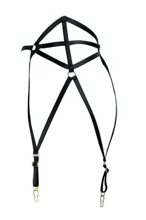 Black Faux Leather Cat Ear Thigh Garter Harness Adjustable Straps