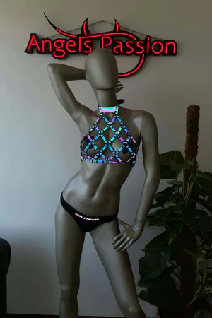 Reflective Cage Harness Top Iridescent Glow Festival Wear
