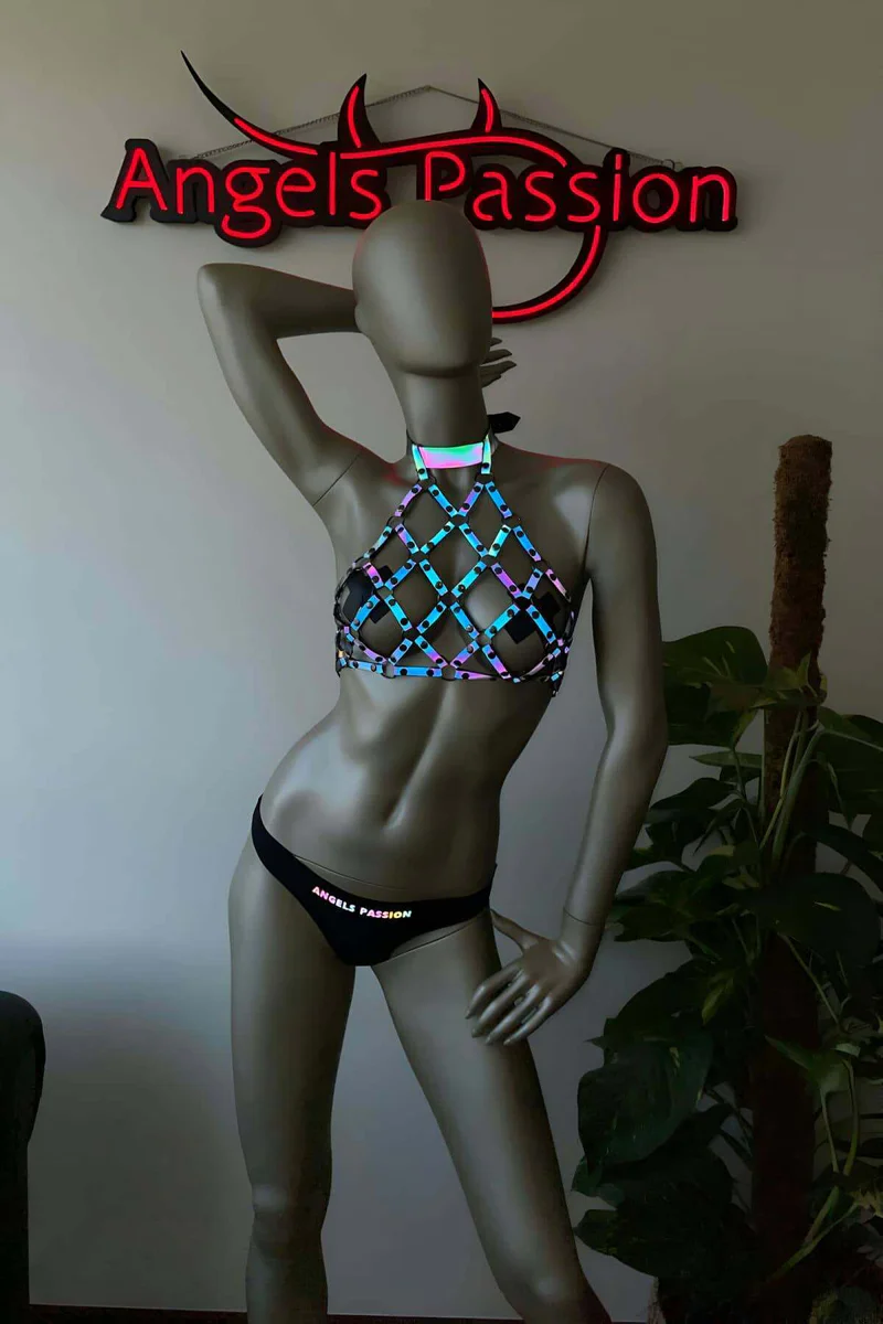 Glow Body Harness Choker Halter Neck Adjustable Straps