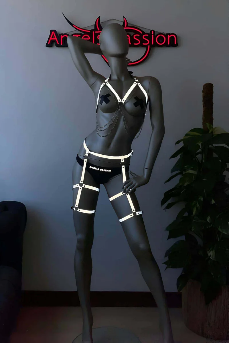 Geometric Reflective Harness Close-Up