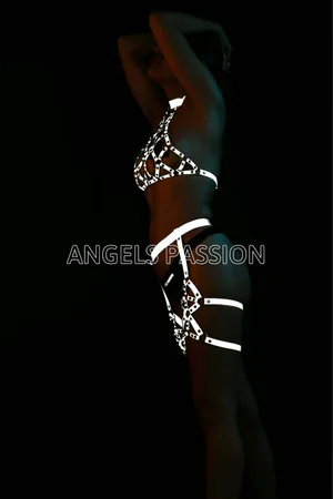 Reflective Body Harness Set Silver Luminous Strappy Garter