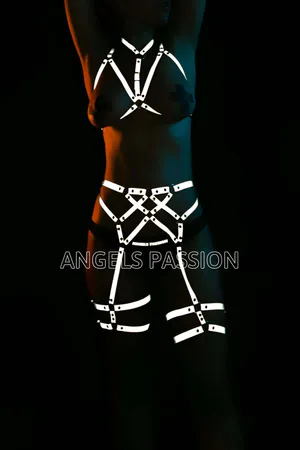Reflective Full Body Harness Men White Caged Straps Festival Rave Outfit