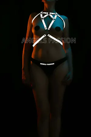 Silver Reflective Body Harness Women Adjustable Straps Front View