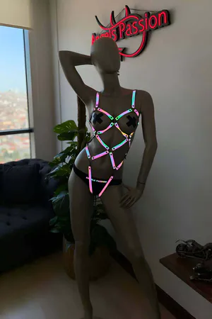 Reflective body harness with O-ring accents and adjustable straps