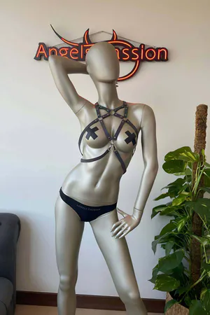 Rainbow reflective body harness with adjustable straps and metal buckles