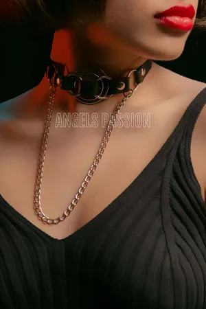 Black Faux Leather Choker Necklace with Silver O-Ring and Chain