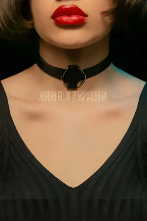Black Faux Leather O-Ring Choker Necklace for Men