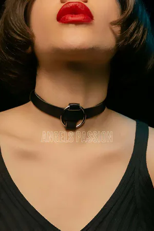 Black Faux Leather O-Ring Choker Necklace for Men