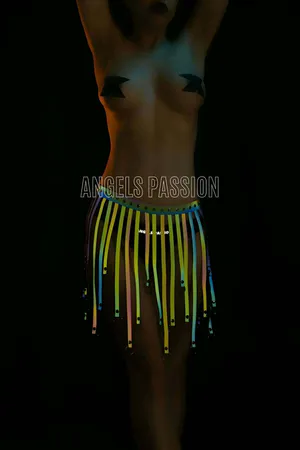 Reflective Tassel Harness Skirt with Colorful Glow-in-the-Dark Tassels
