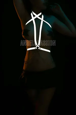 Reflective Strappy Body Harness with Chain Black