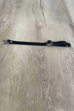 Black Faux Leather Collar with Silver Metal Buckle Adjustable Neck Strap