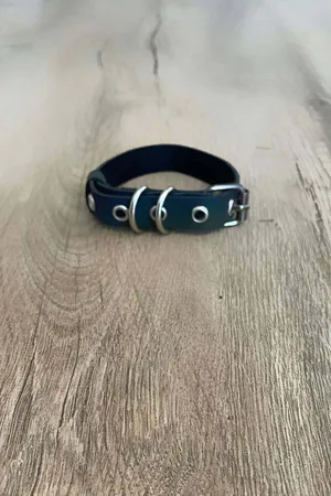 Iridescent Faux Leather Finger Harness Green Blue Silver O-Rings Adjustable Buckle