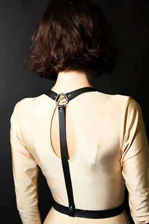 Black Faux Leather O-Ring Body Harness