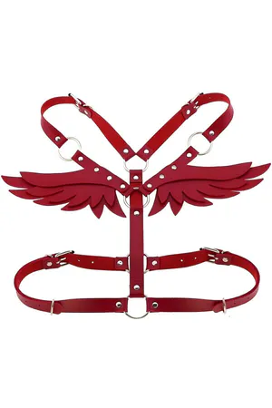 Melek Kanadı Detaylı Şık Deri Harness - APFT642