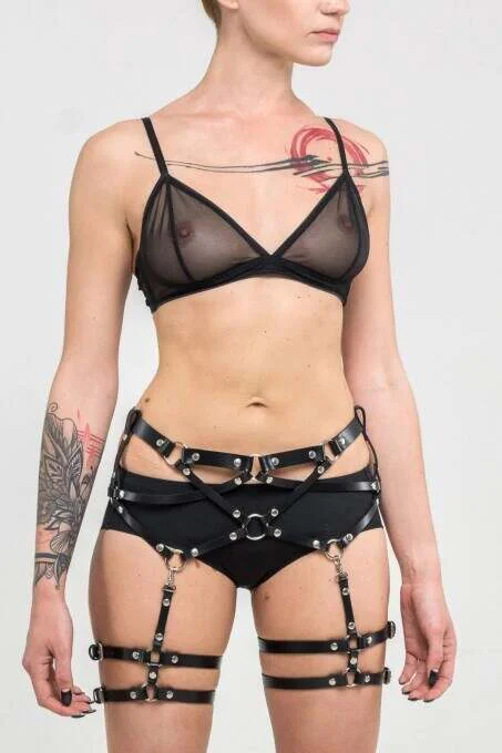 Black Faux Leather Leg