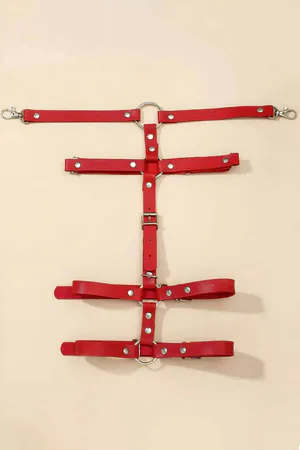 Red Faux Leather Thigh Garter Harness Women Adjustable Straps